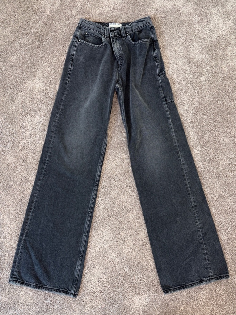 We the free Free People Wide Leg Black Jeans Size 25
